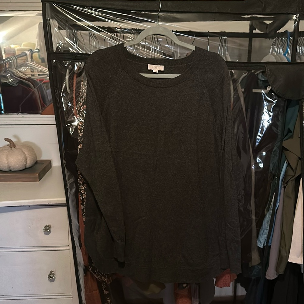 Loft long sleeve sweater, dark gray, L